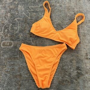 Xhilaration Textured Terry Bikini Set Golden Orange Ribbed Bikini
